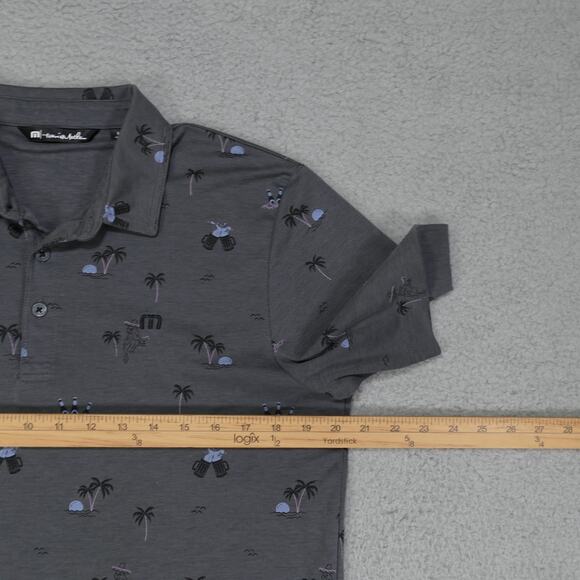 Travis Mathew Polo Shirt Men's Medium Gray Cocktail Print Short Sleeve - Picture 9 of 12